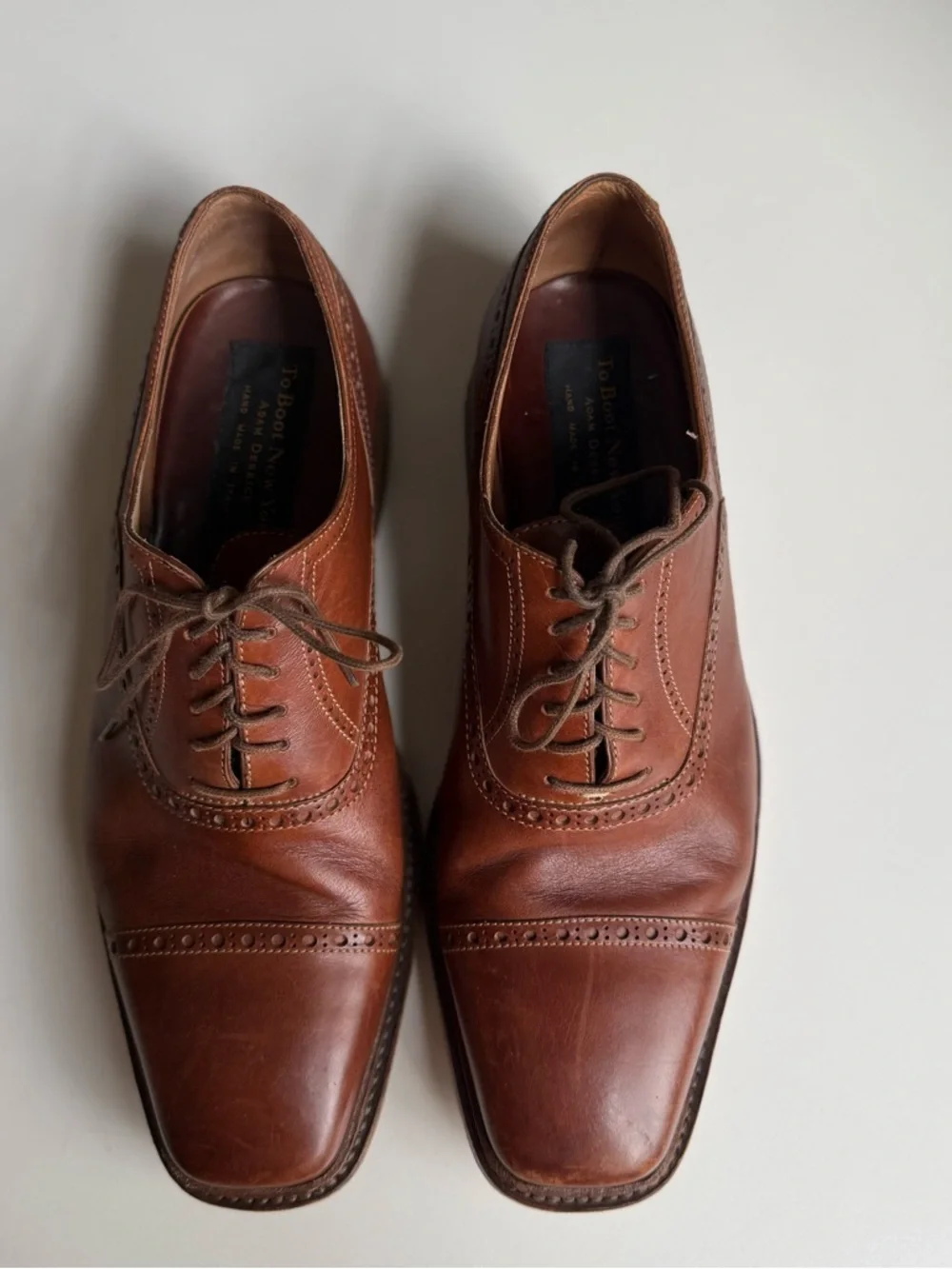 To Boot New York Derrick 9 1/2 Hand Made Italy Brown Leather Oxford Dress Shoes